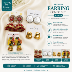 Premium Women's Fashion Earrings Combo Set (Pack of 4) – Traditional & Western Collection