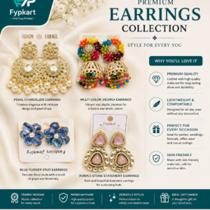 Fypkart Styles Premium Designer Earrings Collection | Traditional & Western Fashion Earrings Combo (Set of 4)