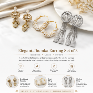 Elegant Designer Jhumka Earrings for Women ( Set of 3 )