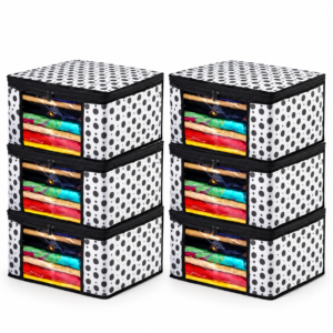 Set of 6 Polka Dot Clothes  Storage Organizer Boxes