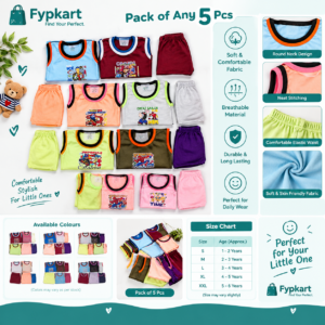 Kids Sleeveless Printed T-Shirt and Shorts Set - Pack of 5