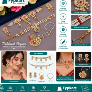 Traditional Bridal Kundan Pearl Jewellery Set for Women