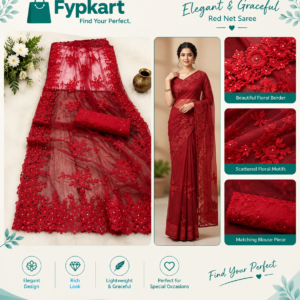 Women's Maroon Embroidered Saree Blouse - Floral Lace Design